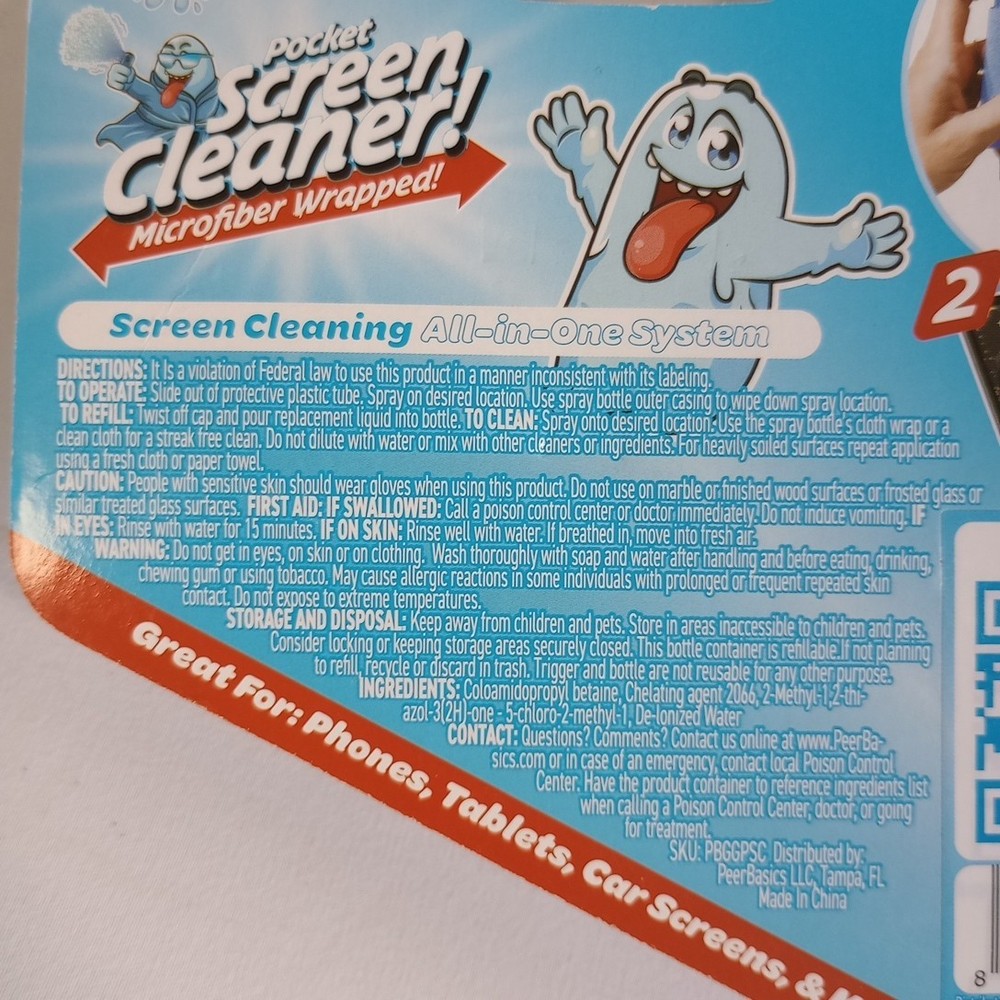 Pocket Screen Cleaner, Microfiber Wrapped, Spray, 11.3 ml