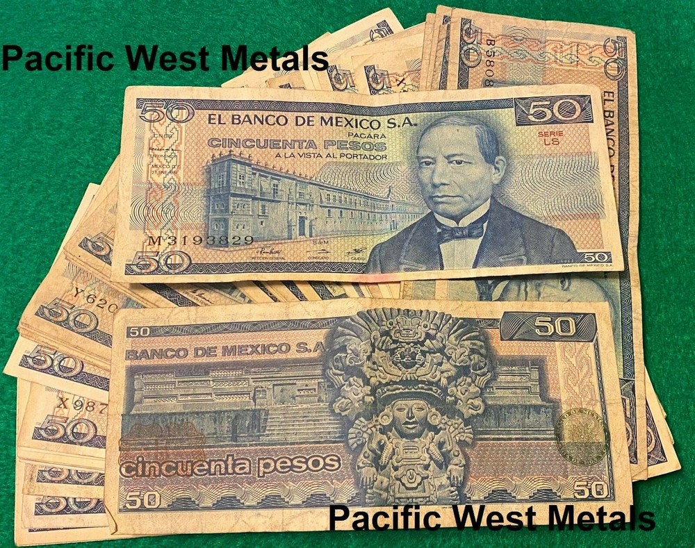 Special order 16 notes Diff Mexico Banknote 50 Pesos Benito Juarez Paper  CIR