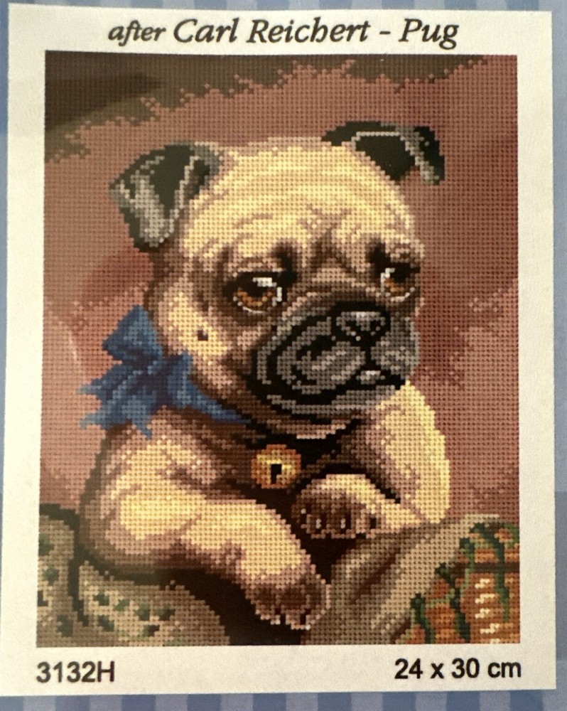 Printed needlepoint  tapestry Canvas Only Orchidea   24x30 cm Pug