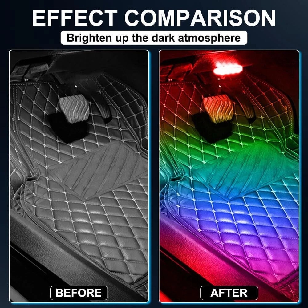 4Pcs LED Interior Car Lights Wireless with Remote, Portable USB Rechargeable