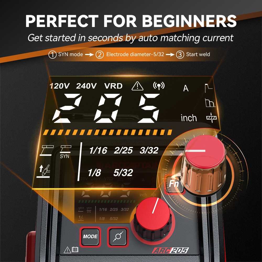 2026 ARCCAPTAIN iControl ARC205 Pro Stick Welder APP Control 205Amp ARC/Lift TIG