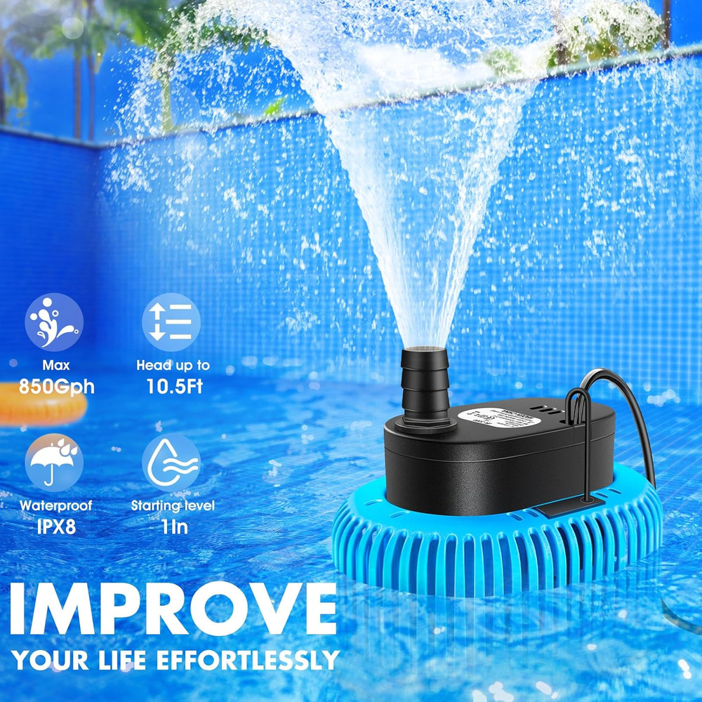 Pool Cover Pump above Ground, Automatic Water Sensor, Sump Pump for Pool Drainin