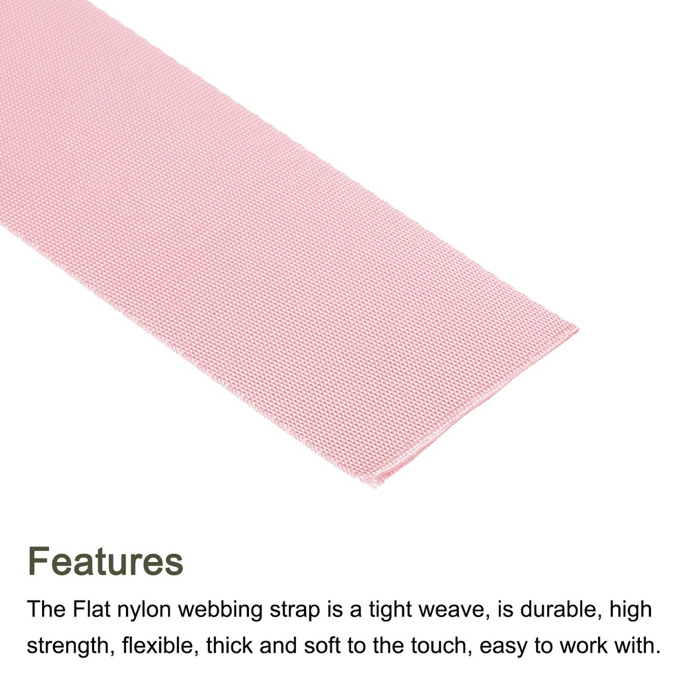 Flat Nylon Webbing Strap 2 Inch 5 Yards Light Rose Pink for Backpack