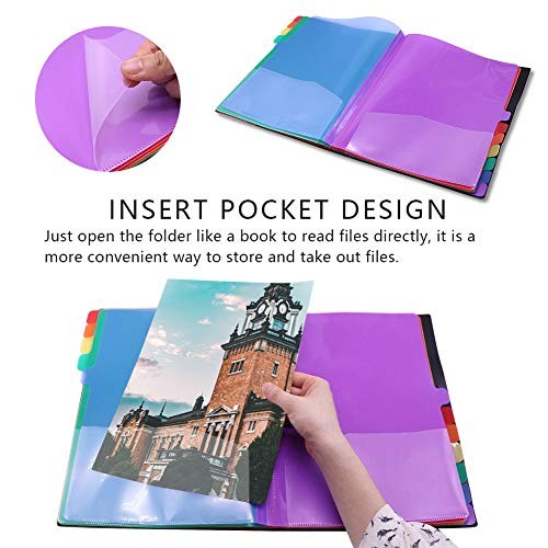 Rainbow Tab Expanding File Folder - 24 Pockets, Durable A4 Black - 24 Pockets