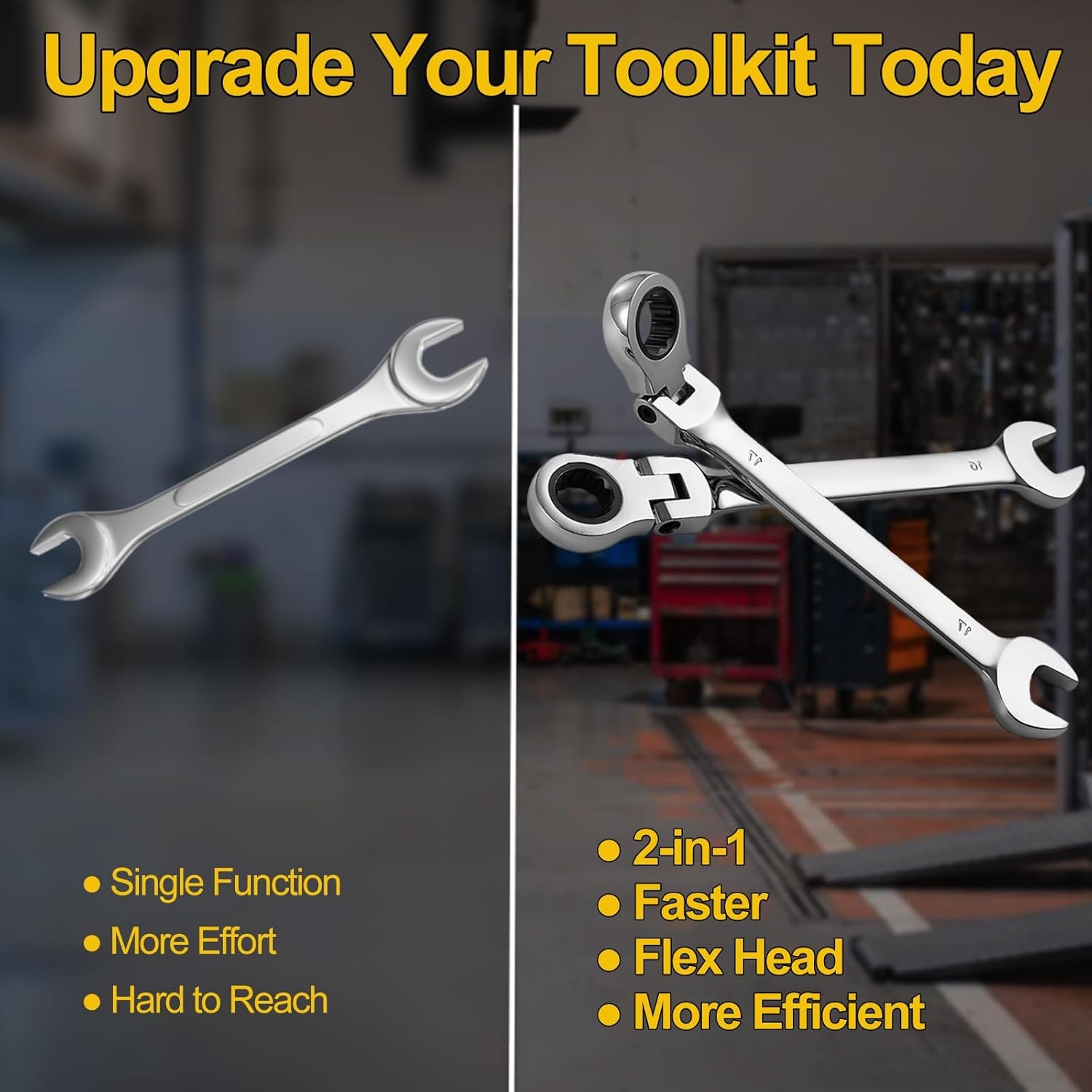 16PC 6-22mm Metric Flexible Head Ratcheting Wrench Combination Spanner Tool Set