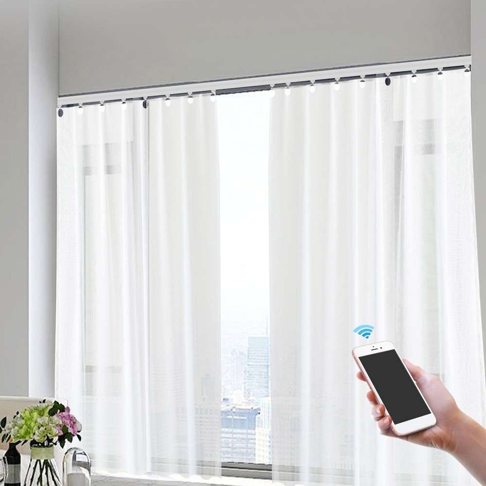Smart Motorized Curtain Track with Remote Control, Voice Control Compatible