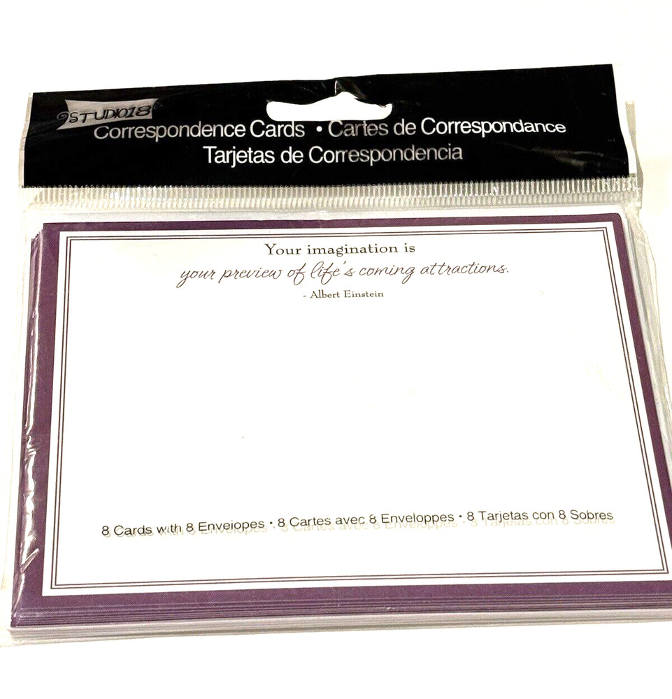 Studio 18 Correspondence Flat Notecards Albert Einstein Quote Purple 8 CT NEW