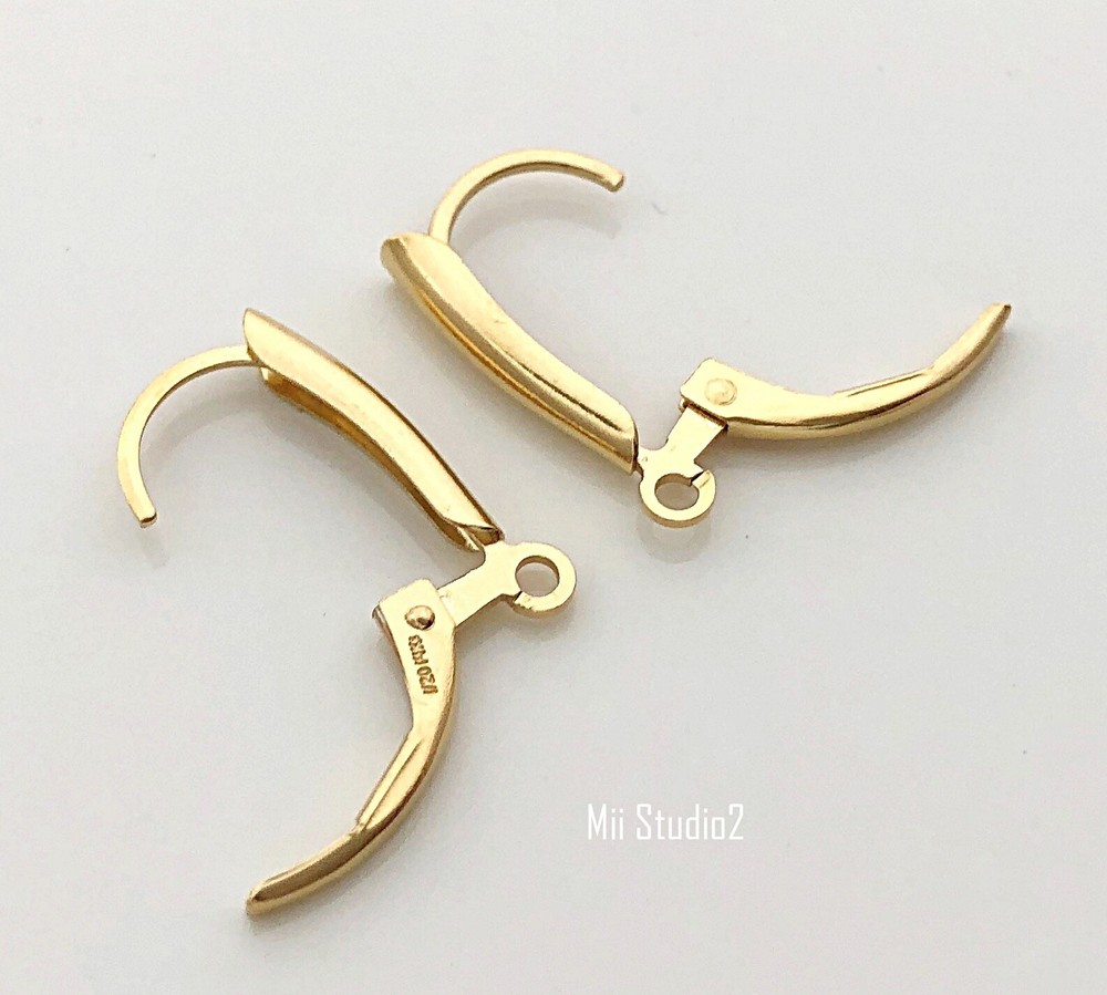 4pcs 14k Gold Filled Shield Leverback Earring Ear Wire with Open Ring E83g
