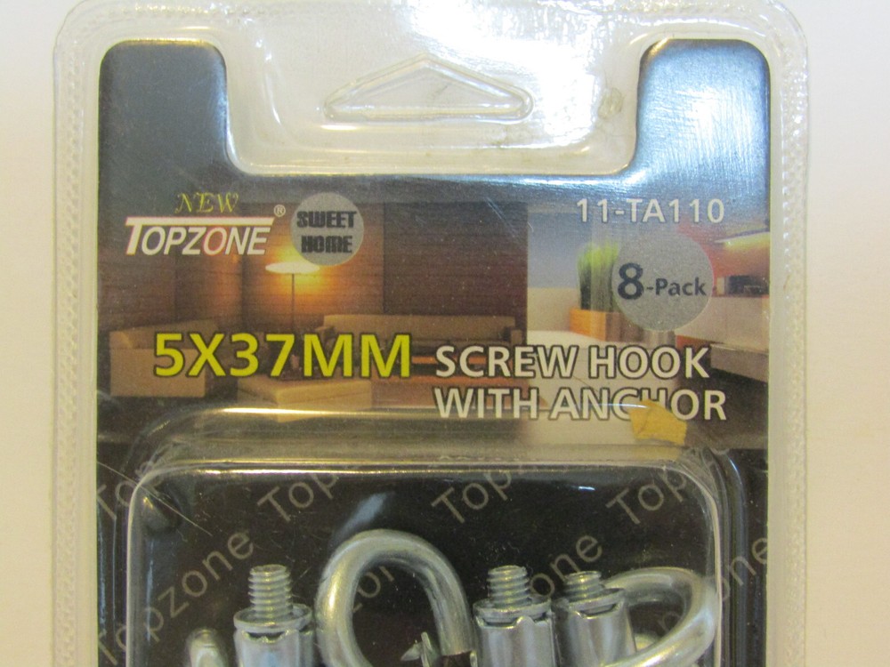 8pcs/pack - 5 x 37mm Screw Hook with Anchor