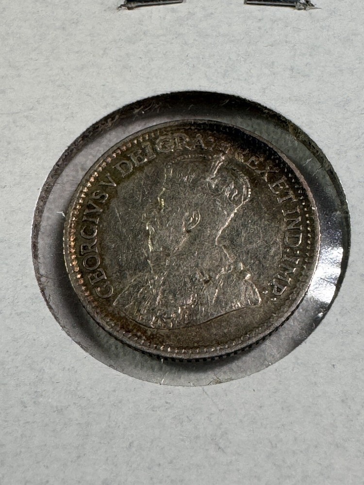1917 Canada 5 Cents Small Silver Coin Cleaned