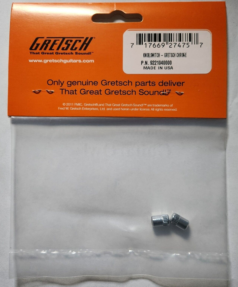 GRETSCH Guitar Chrome Tone Pickup Switch Knobs Tips 9221040000