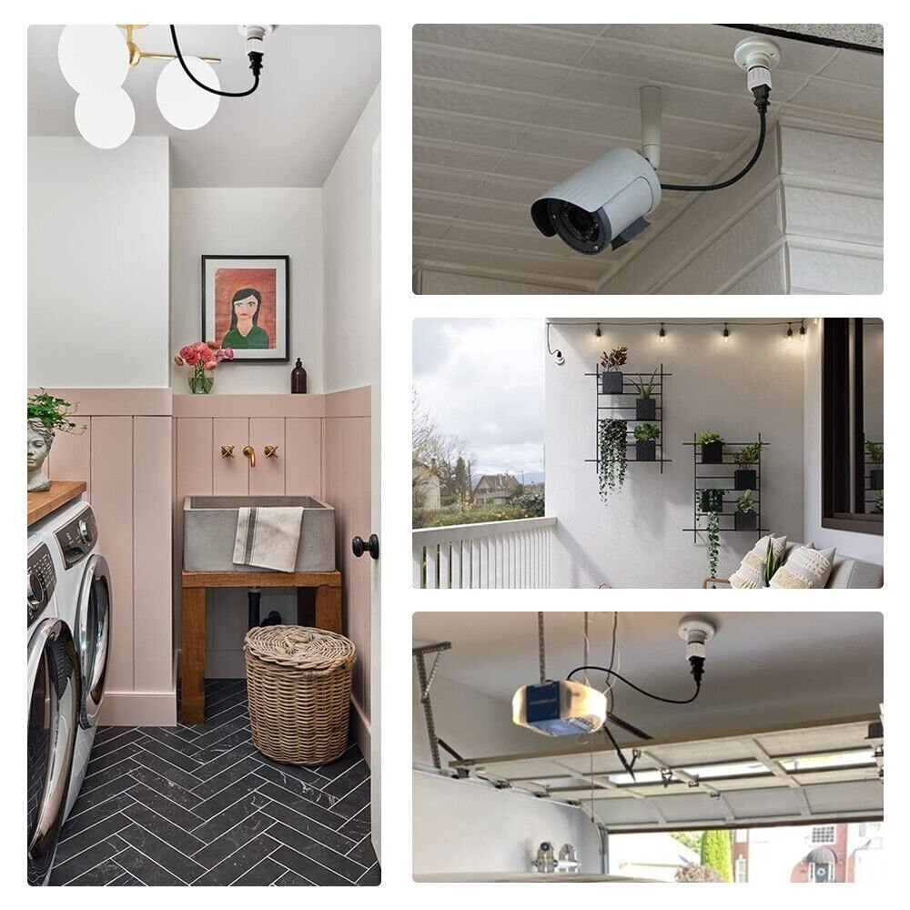 E26/E27 Light Socket to Plug Adapter 2/3 Prong Light Bulb Socket Adapter Outlet