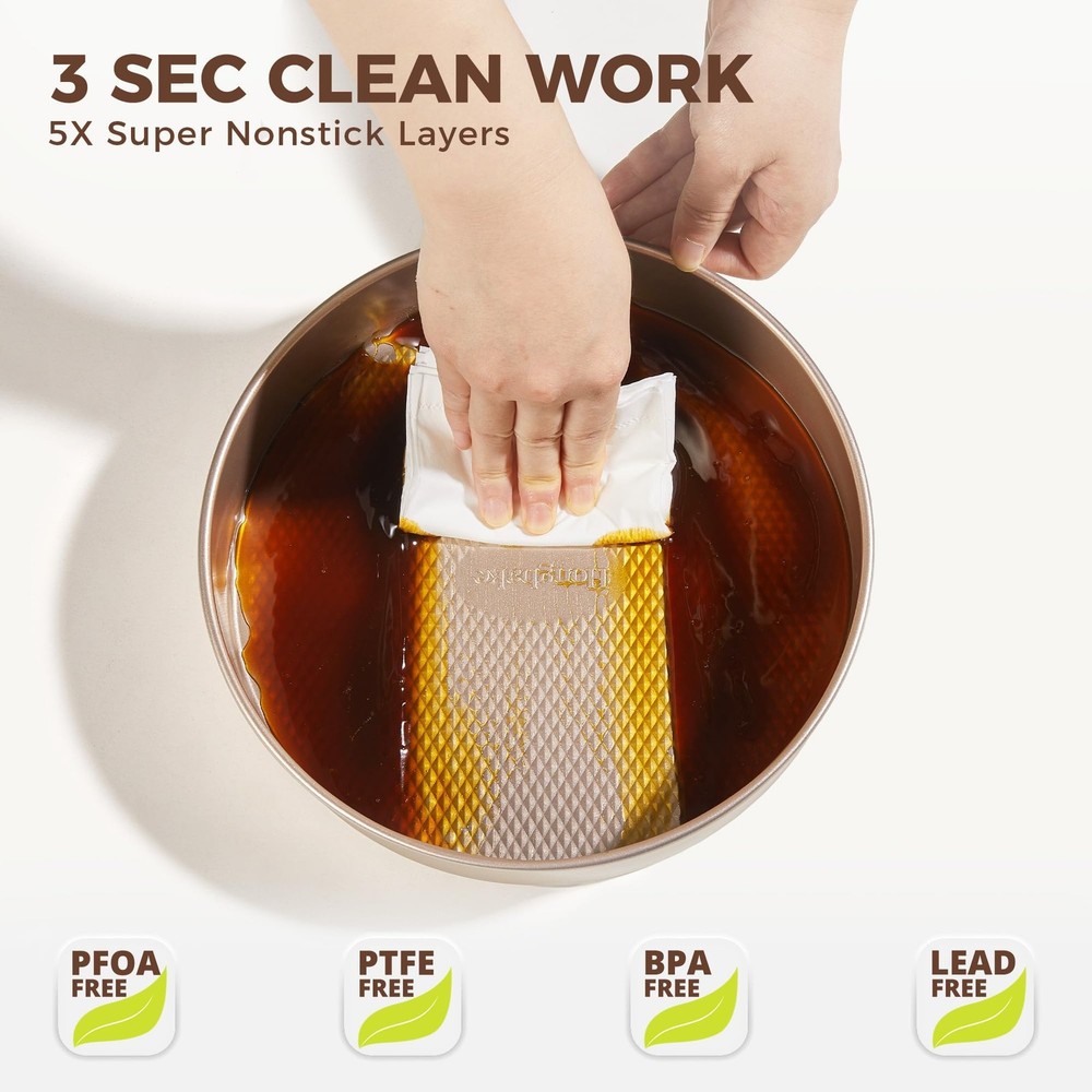 9-Piece Baking Pans Set Nonstick, Stackable Non Toxic Bakeware Sets with Diam...