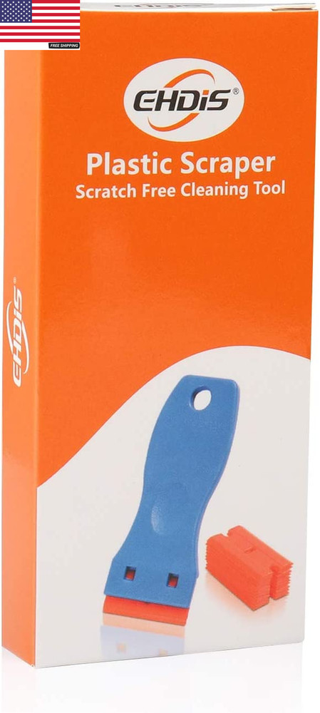 1.5" Plastic Razor Blade Scraper with 10 Extra Double-Edged Blades – Safe Non-Sc