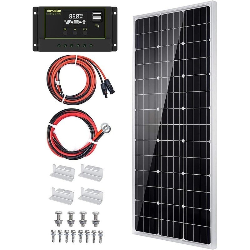 100W Solar Panel Kit 12V Off Grid System RV Boat Charge Controller Z-Bracket New