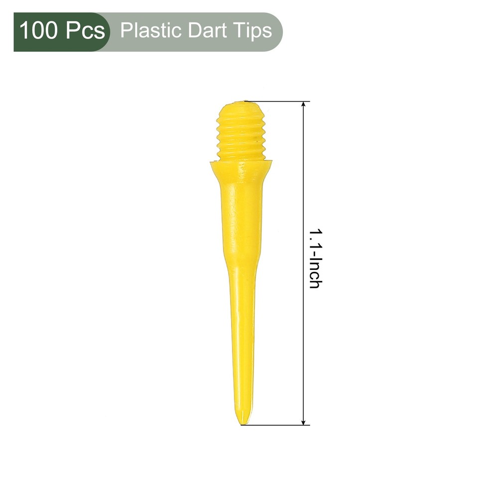 100Pcs Plastic Dart Tips,Game 2BA Thread Soft Darts Tips Yellow