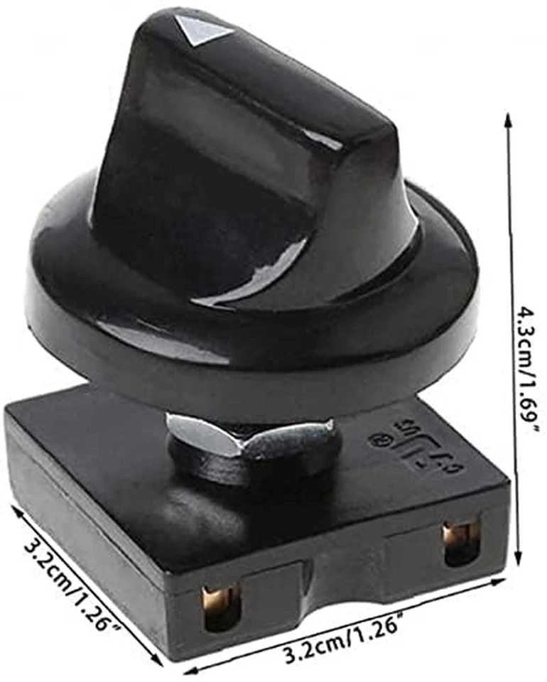 Black Fan Rotary Switch 4 Position 3 Speed Selector Switch Governor with Button