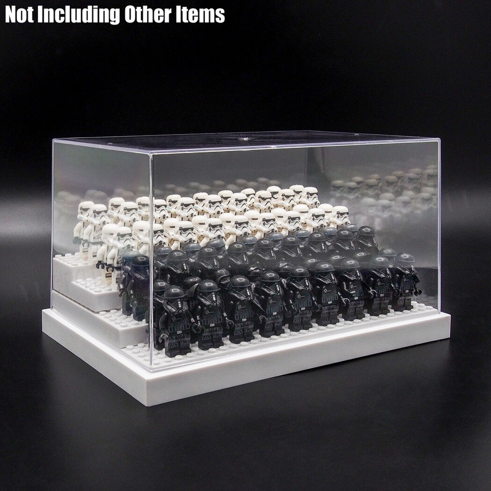 US White Acrylic Display Case Box 4 Steps For Building Blocks Plastic Base 24cm
