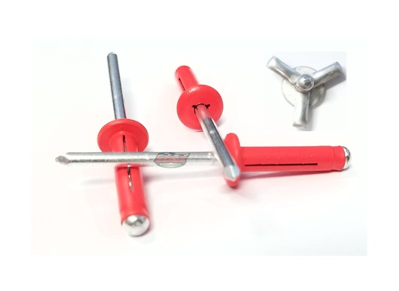Florescent Red 3/16" Small Head Tri-Fold Exploding Aluminum Mandrel Pop Rivet...