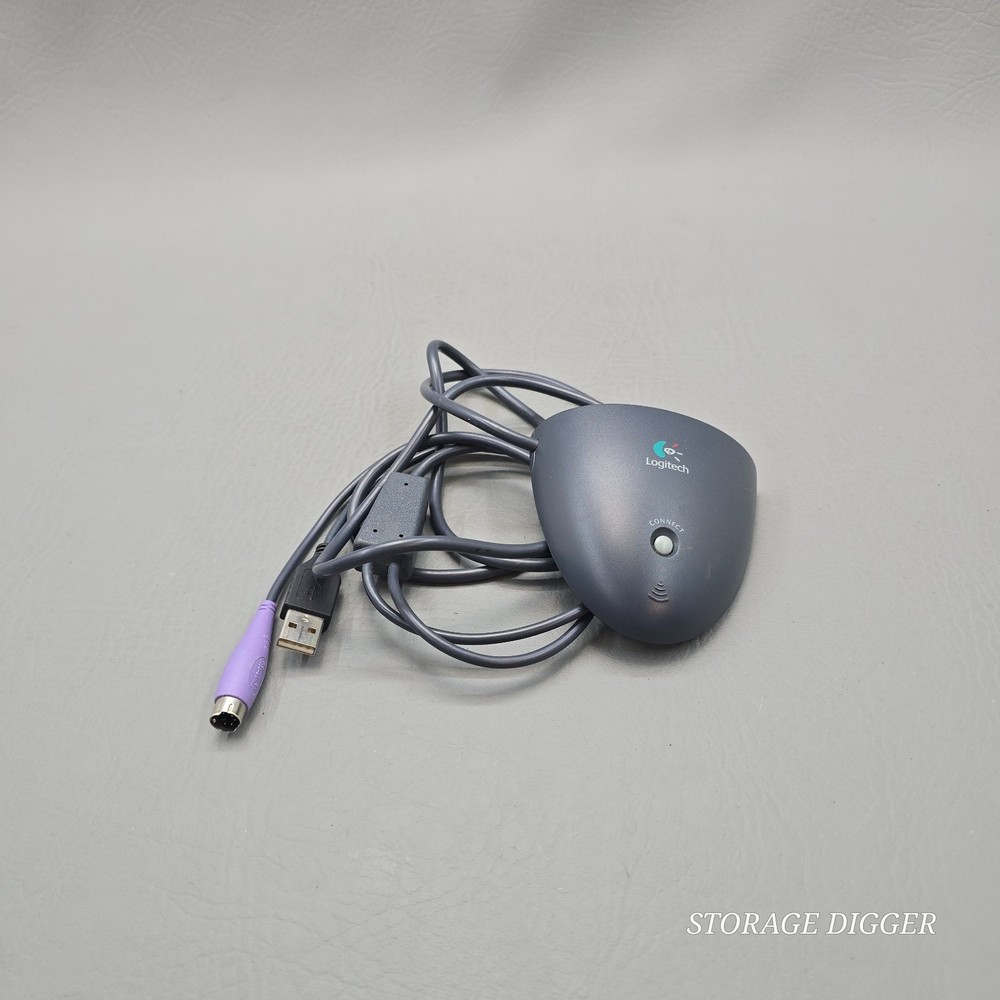 Logitech C-BC7-Dual Cordless Mouse & Keyboard Receiver USB & PS/2 Wireless Gray