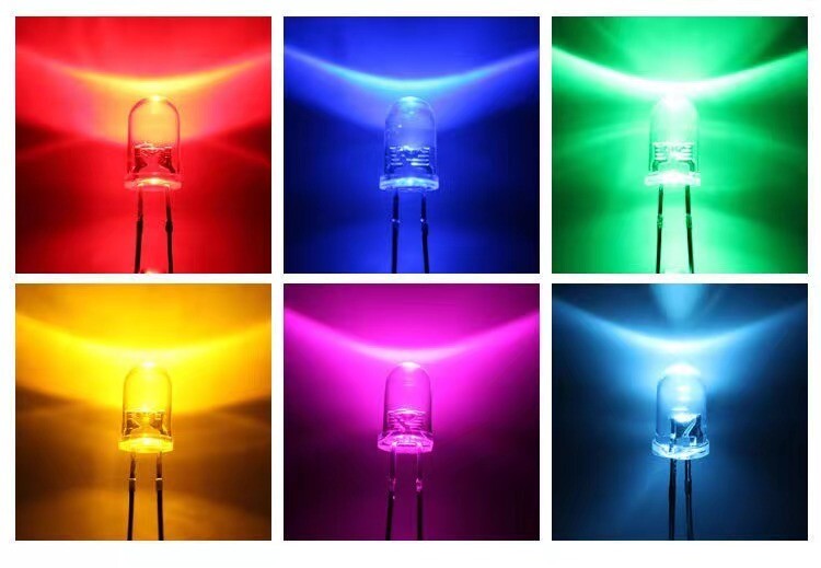 100pc 3mm 5mm LED Clear Len Light Blue Red Green White Yellow Purple Light DIY