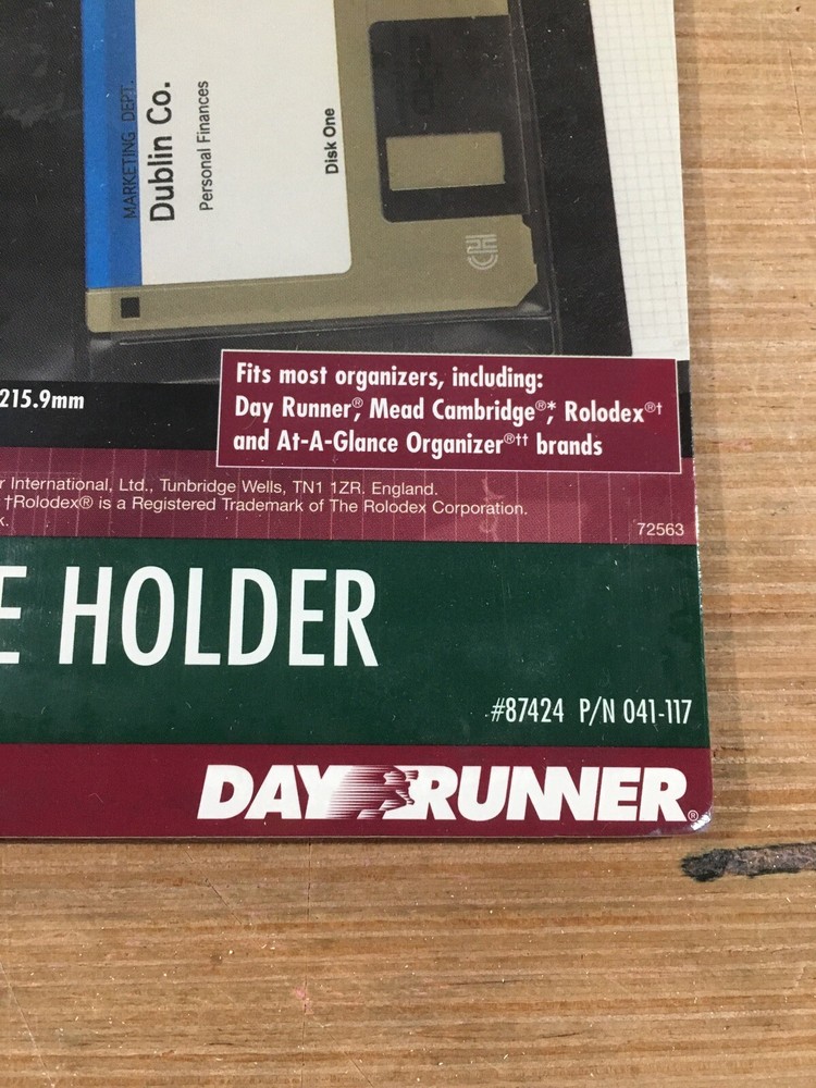 Day Runner Planner 87424 Refill 3.5" Diskette Holder Franklin Mead 3 Ring