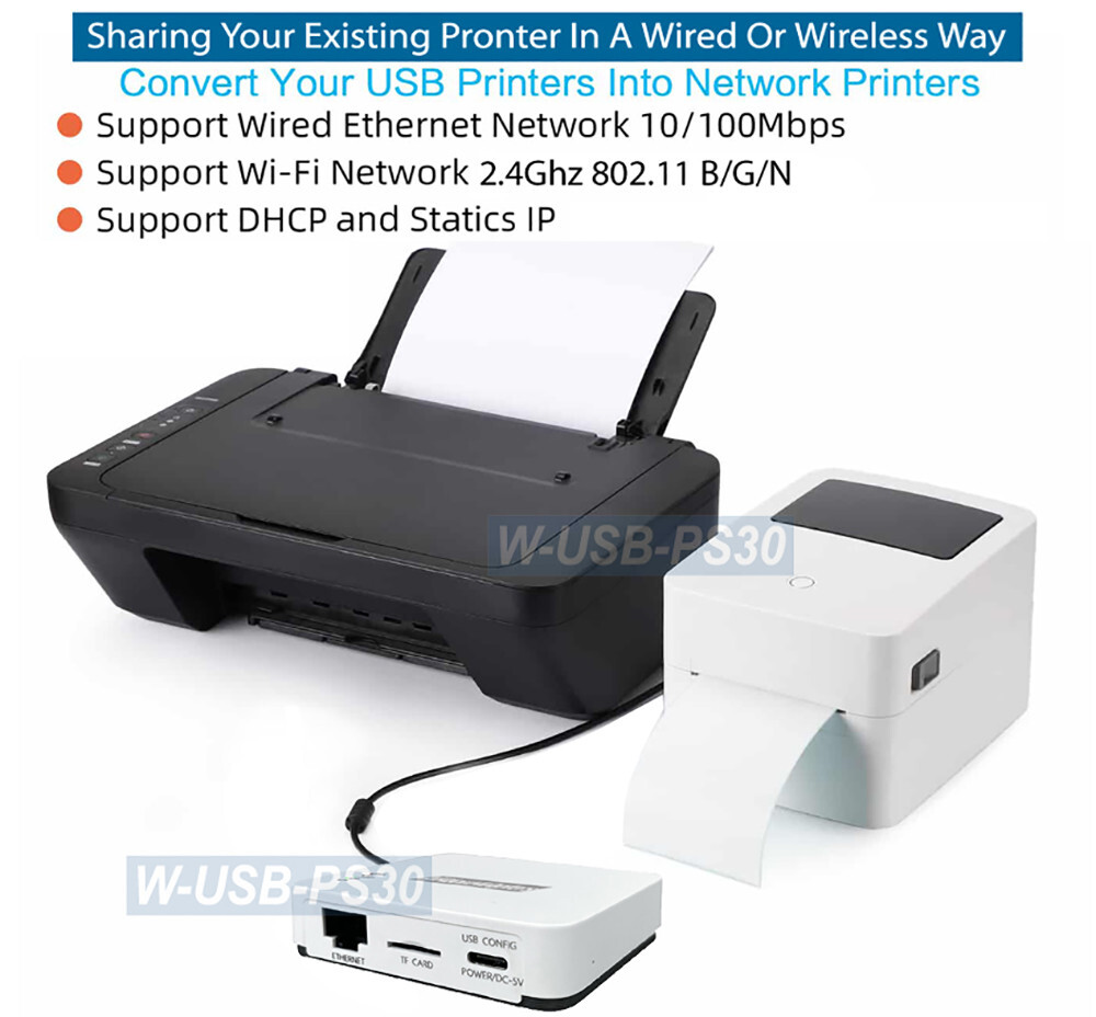 Wireless USB Printer Server Box For Sharing 3 USB Printers Over Local Network