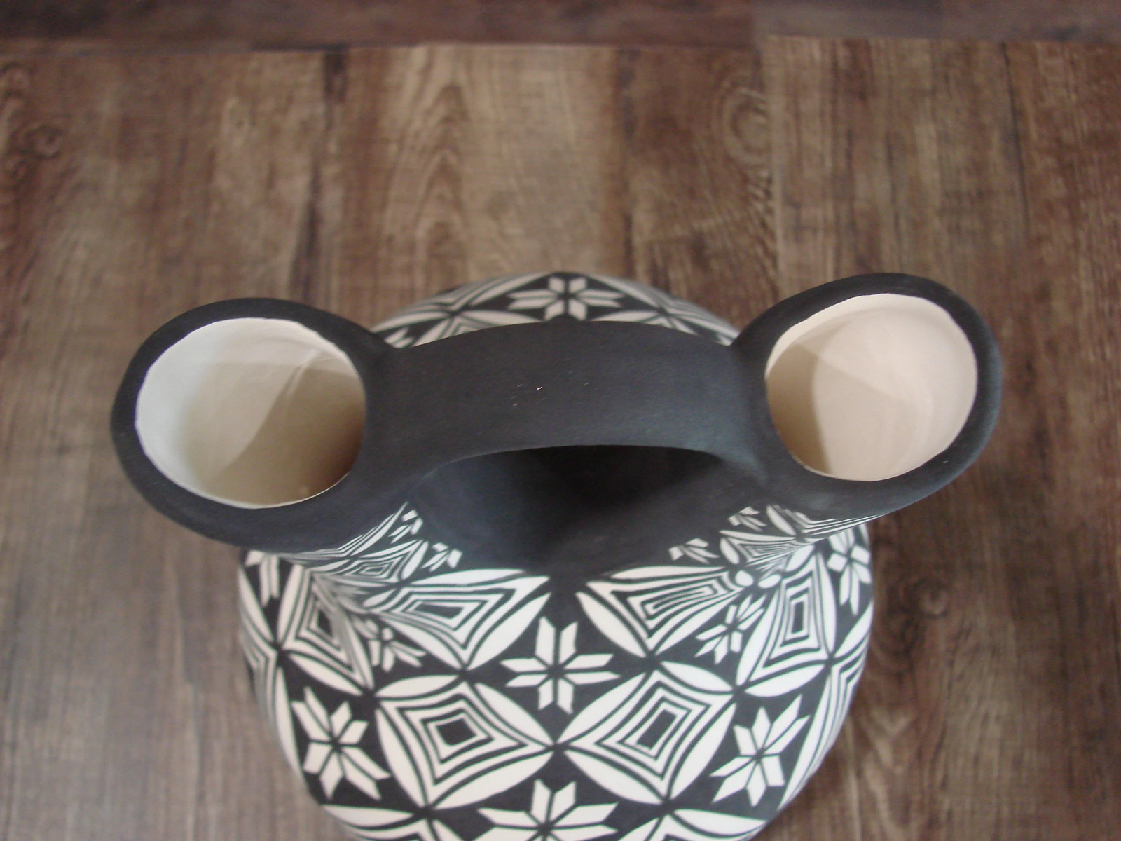 Native American Fine Line Hand Painted Wedding Vase by M. Lukee