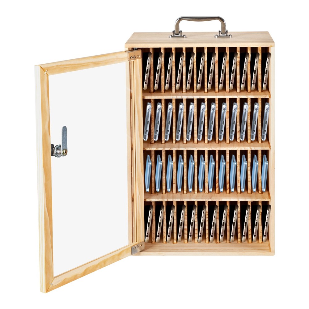 Cell Phone Storage Cabinet with 48 Slots, Lockable & Wall-Mountable