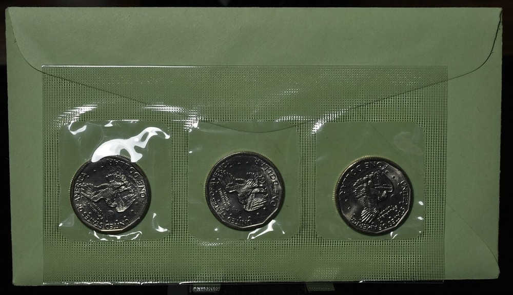 1980 Susan B Anthonoy 3 Coin Uncirculated Set - Green Envelope