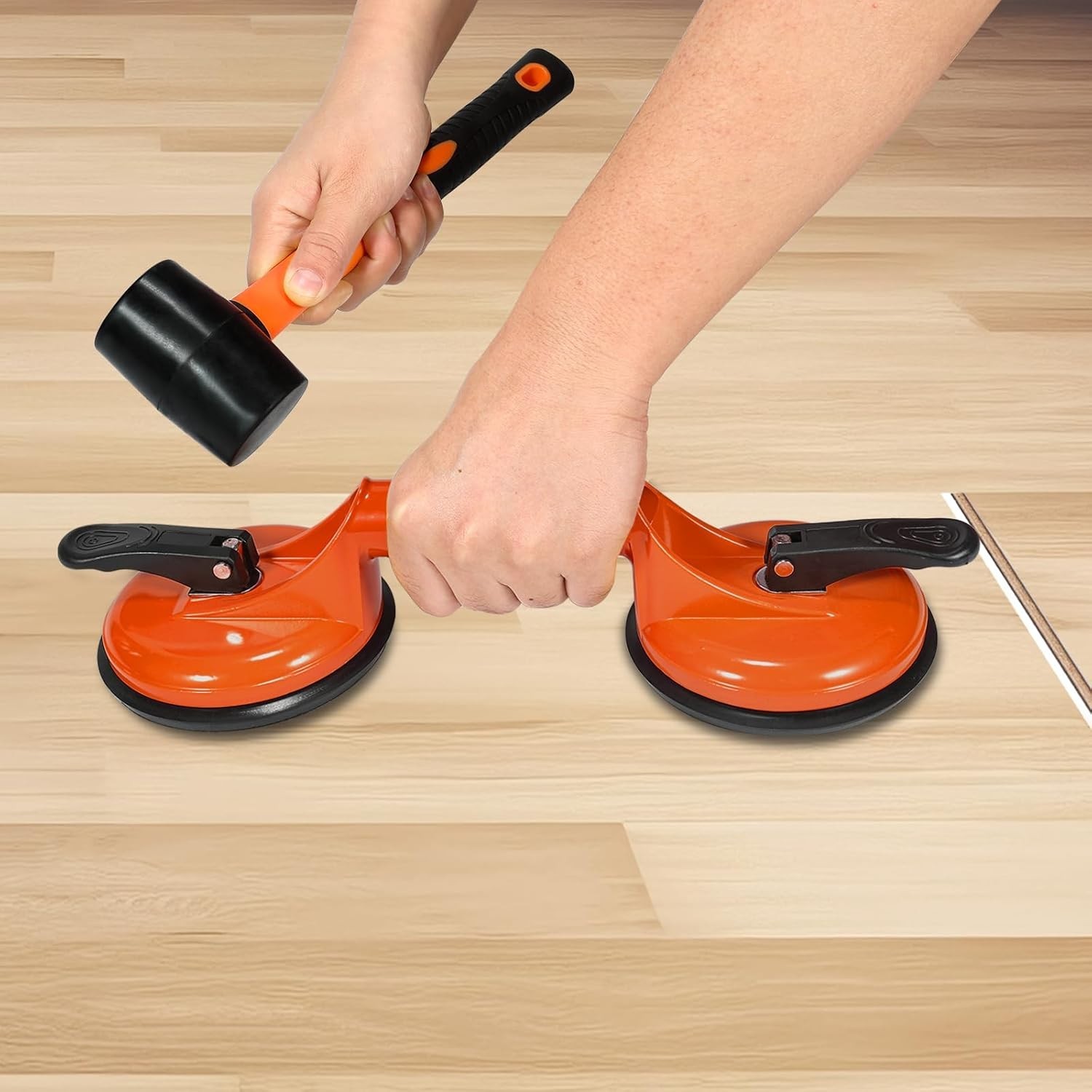 Floor Gap Fixer Tool for Laminate Floor Gap Repair Plank Grabber, with Mallet