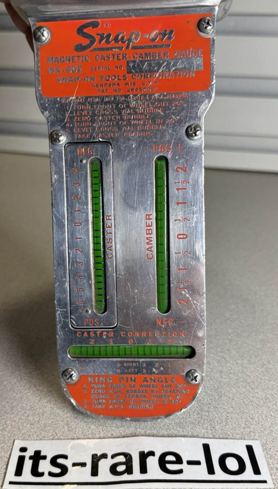 Snap-on WA-60E Magnetic Caster Camber Alignment Gauge & WA802/WA812 Hub Adapters