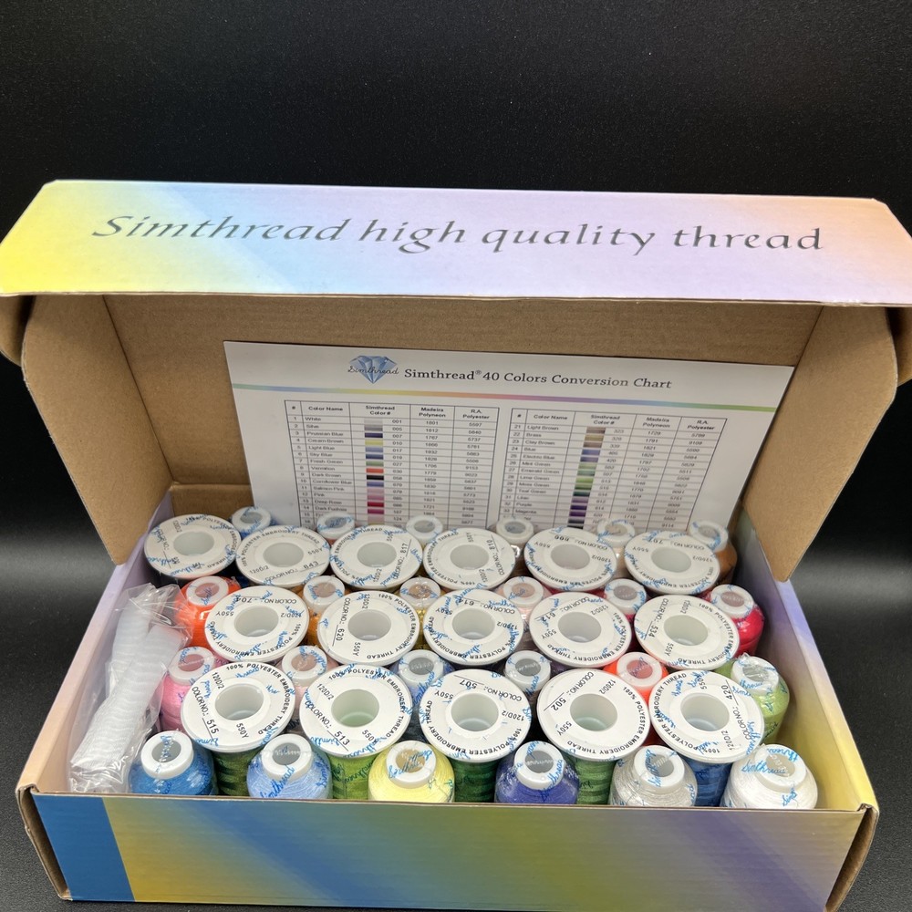 Machine Embroidery Thread Simthread Box 40 Spools Polyester
