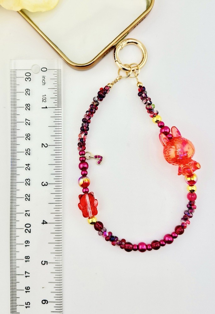 Handmade Red Bubu-Inspired Phone Chain