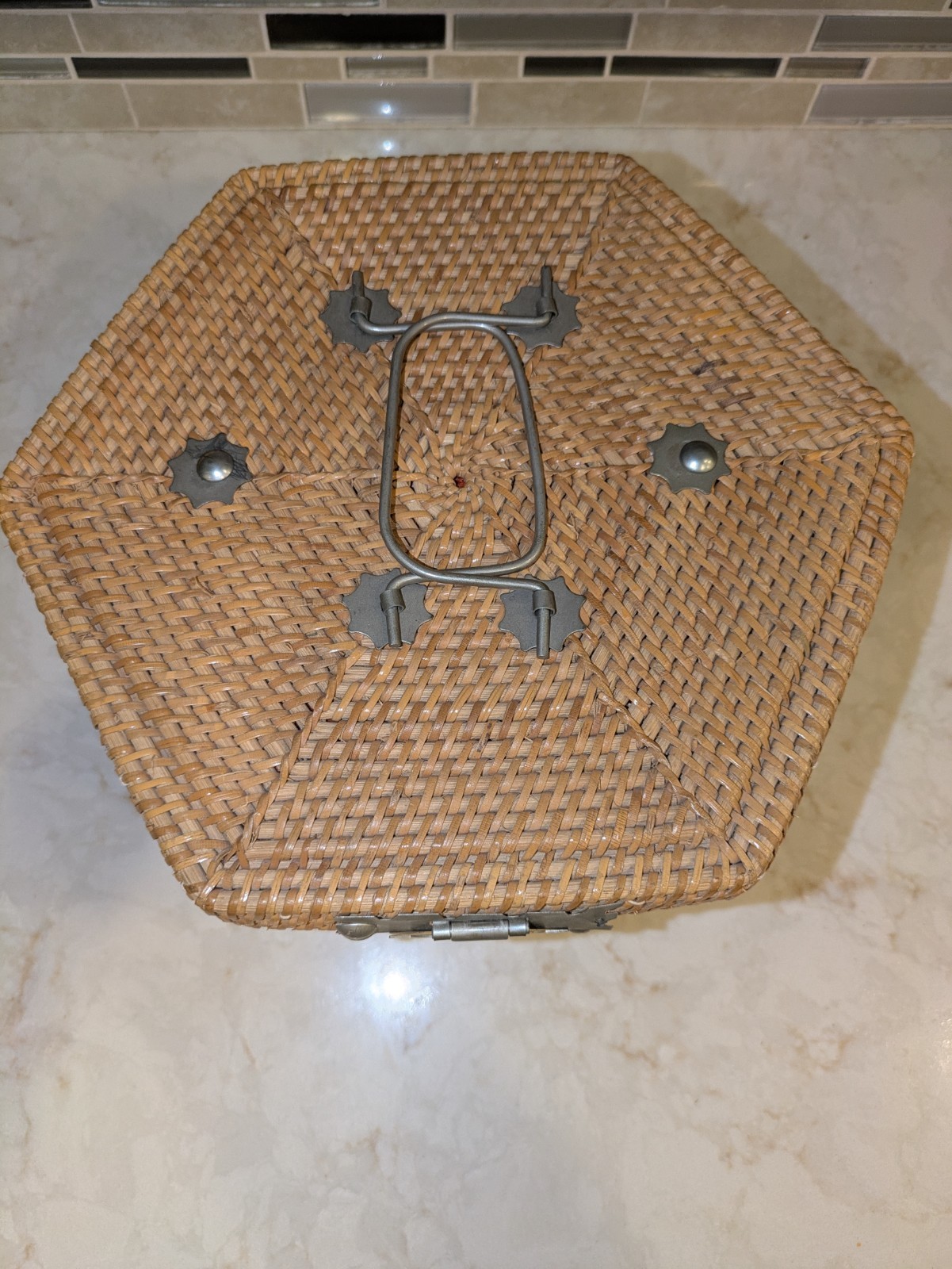 Vintage Chinese Wicker Basket for Tea