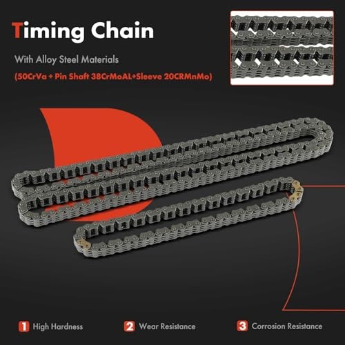 12PCS Engine Timing Chain Kit W/Sprocket & Tensioner & Guide Compatible with