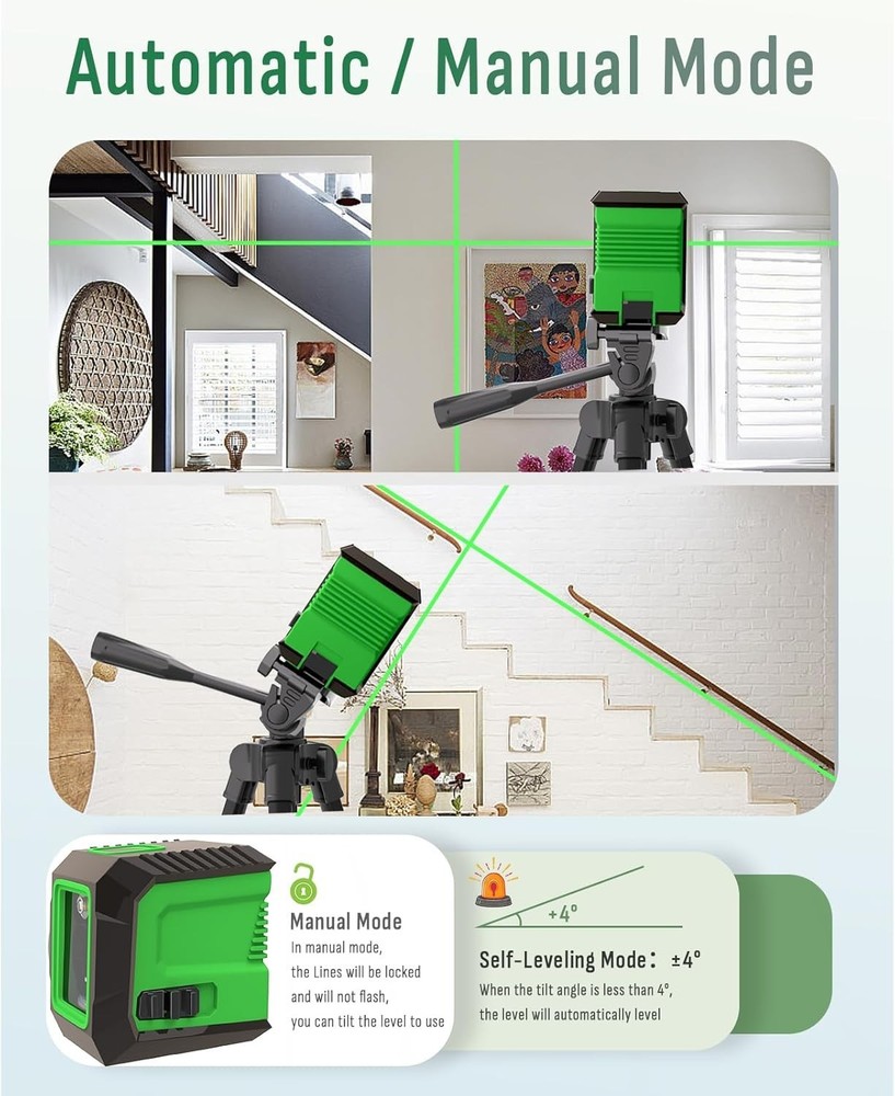 Compact Green Laser Level with 50" Tripod – Ideal for Home Renovation Projects