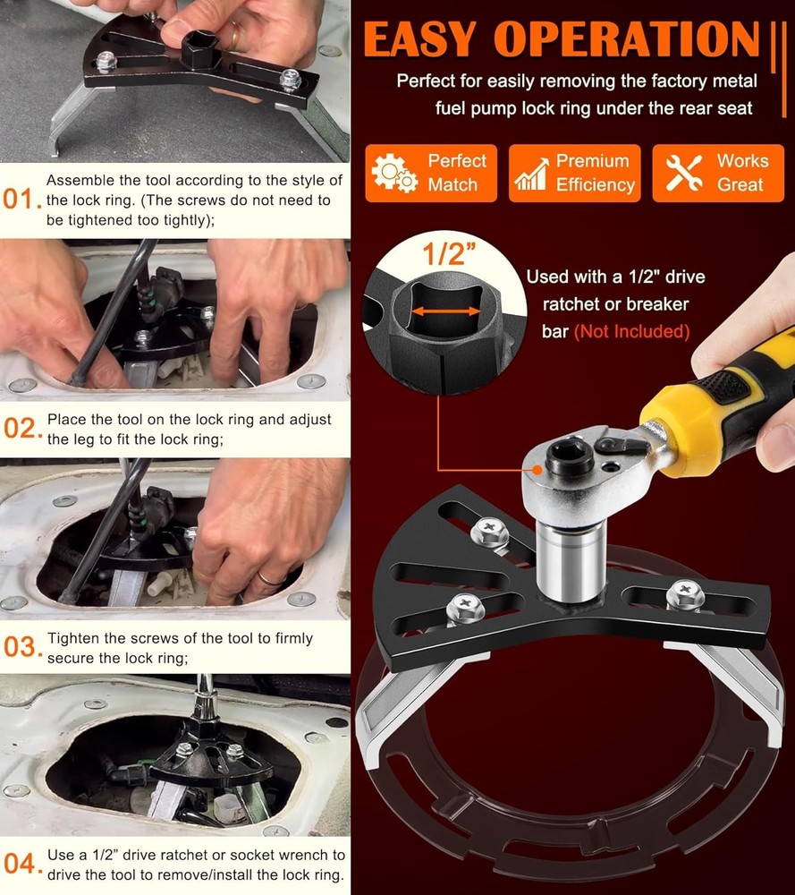 Adjustable Fuel Tank Lock Ring Tool Kit Universal Fuel Pump Ring Removal Tool