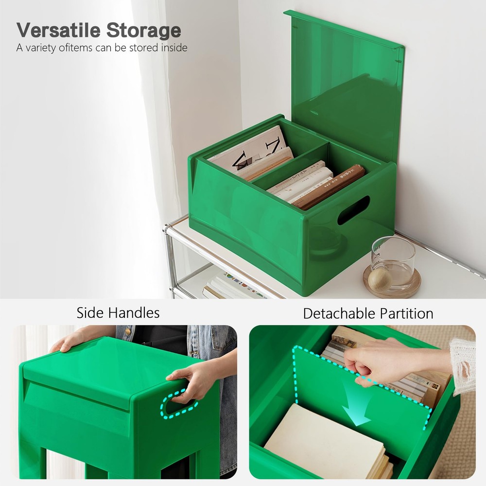 Nightstand Bedside with Storage Space, Multifunctional Colorful Plastic End T...