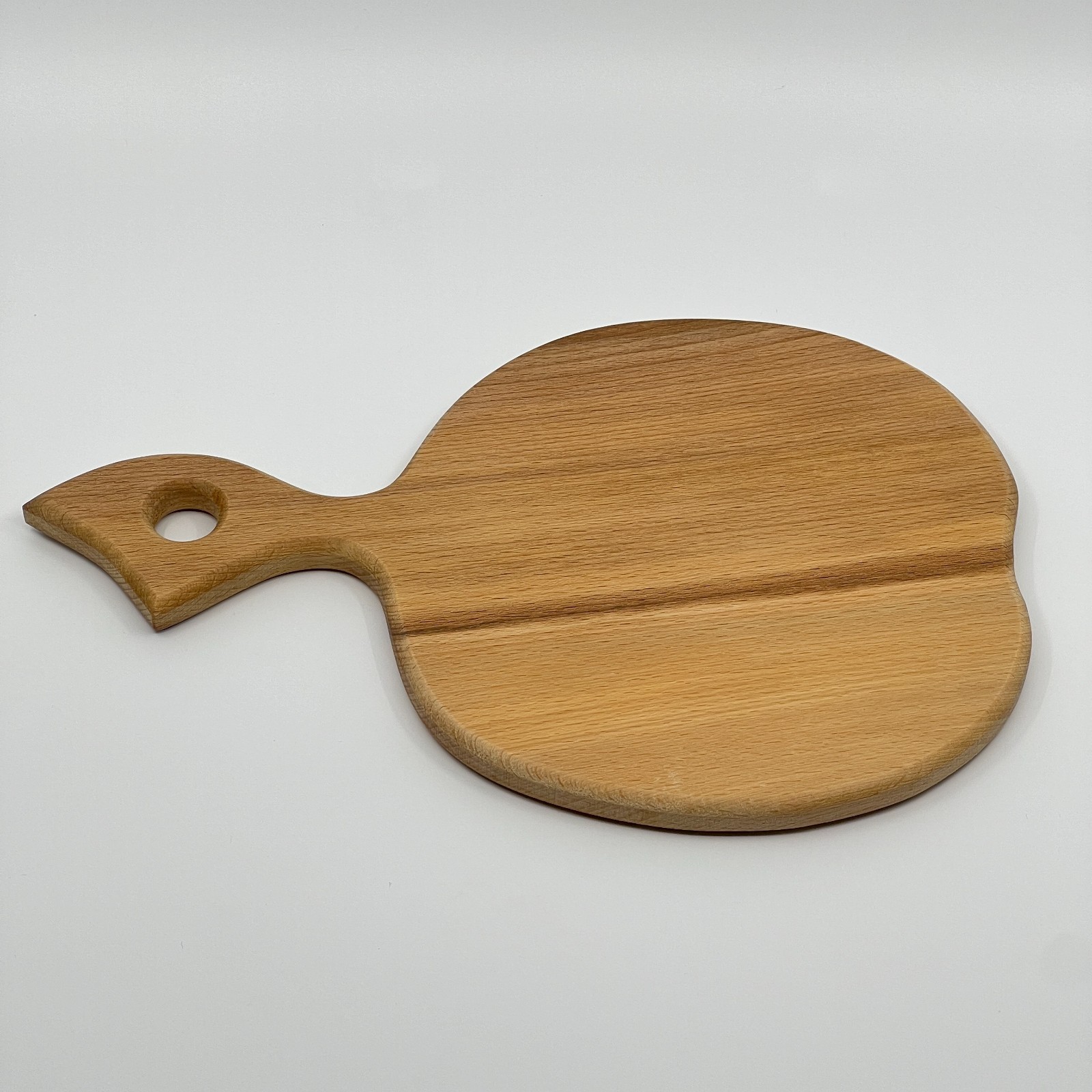 Round Wooden Serving Platter Charcuterie Board w Handle 12 x 7.9 Natural