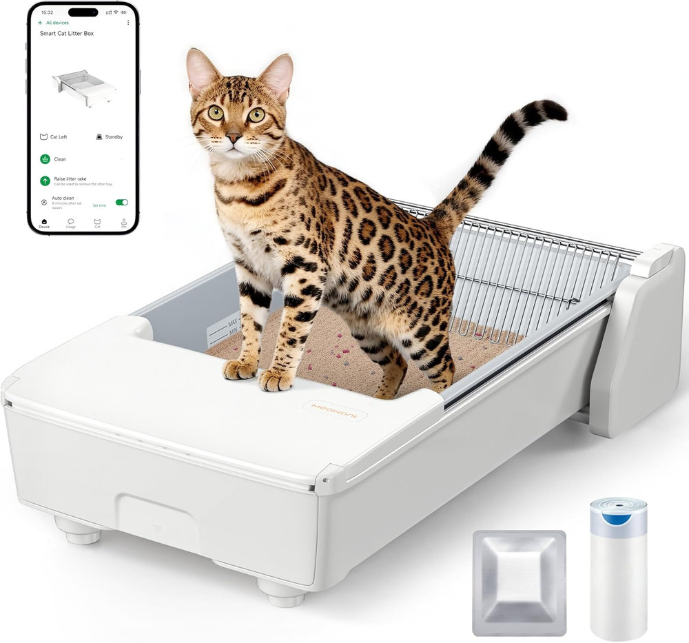 Automatic Litter Box, Self Cleaning Cat Litter Box with App Control, Open Top Ca