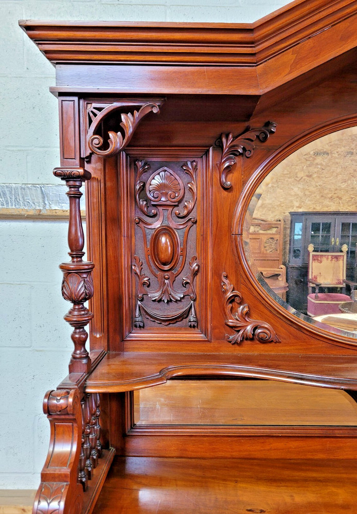 ANTIQUE VICTORIAN MAHOGANY SIDEBOARD BACKBAR