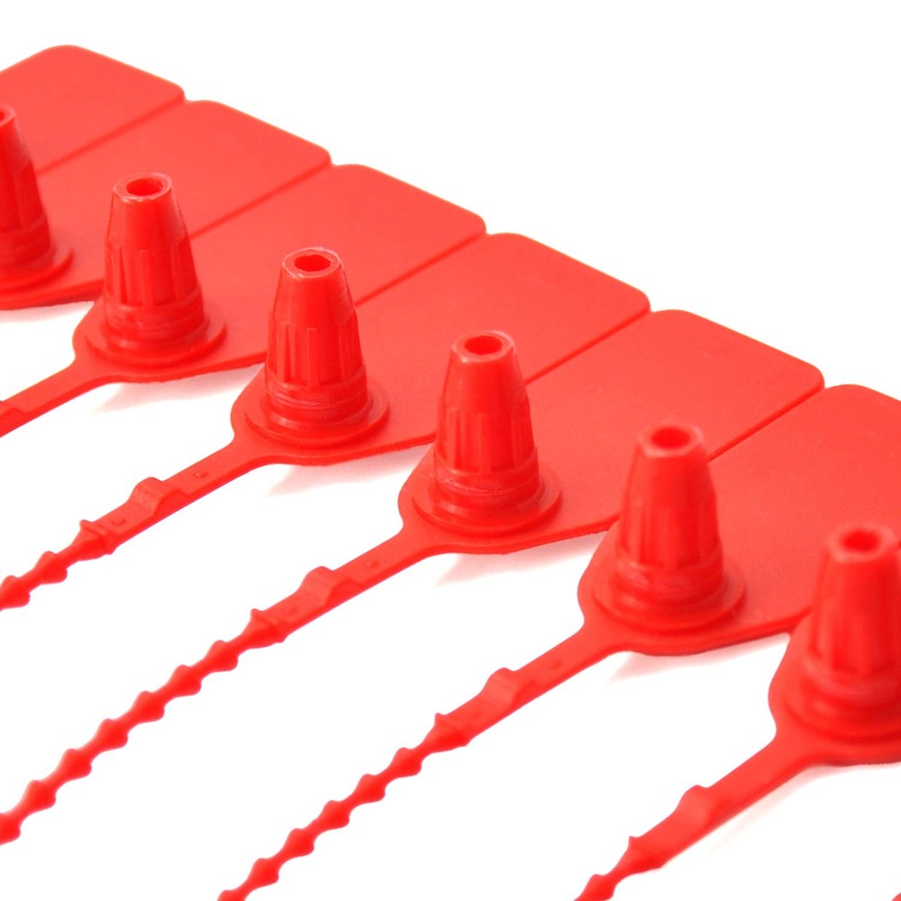 (R) 100 Plastic Tamper Seals, Zip Ties for Fire Extinguishers Pull Tite Secur...