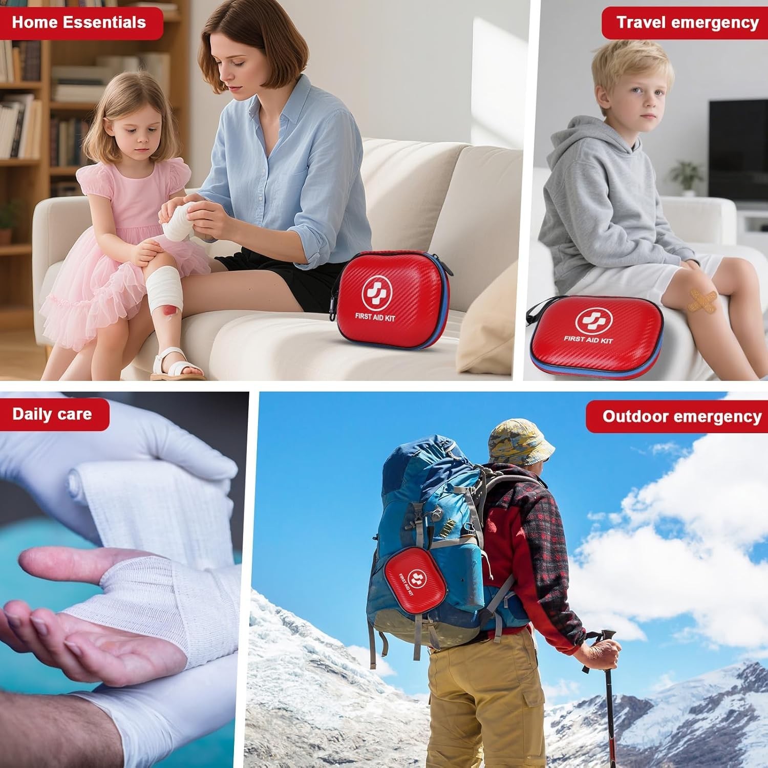 Small First Aid Kit - 185 Pieces Waterproof Emergency Kit for Home, Car, Office,