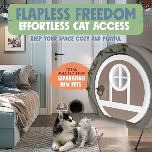 Stylish Cat Door for Interior Doors - Lockable, No Flap, Easy Install, Large for