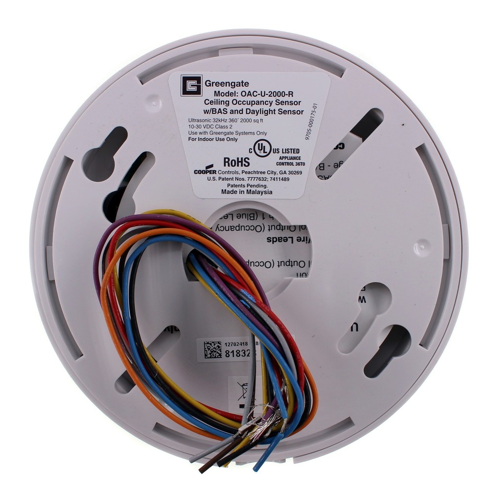 GREENGATE OAC-U-2000-R CEILING OCCUPANCY SENSOR, 360°, 2000-SQFT, 24VDC, WHITE