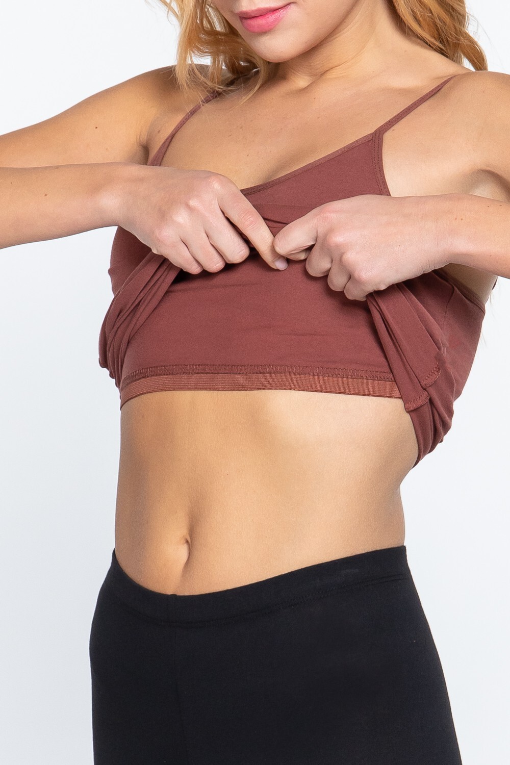 Long Cami With Built in Shelf Bra Adjustable Strap Women Layering basic tank top