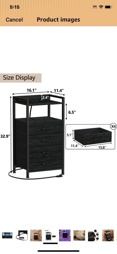 Black nightstand with RGB lights