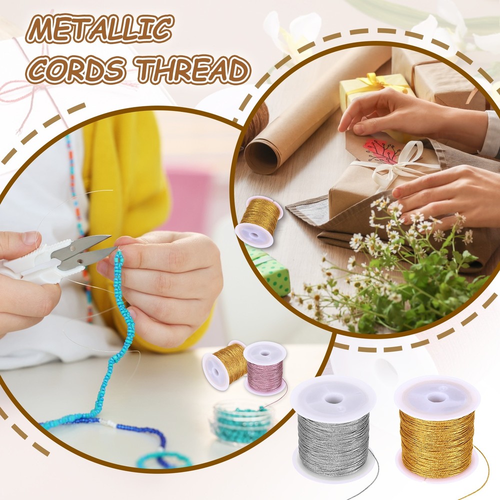 1 Roll 0.8mm Metallic Cords Thread, Brown, 27.34Yards