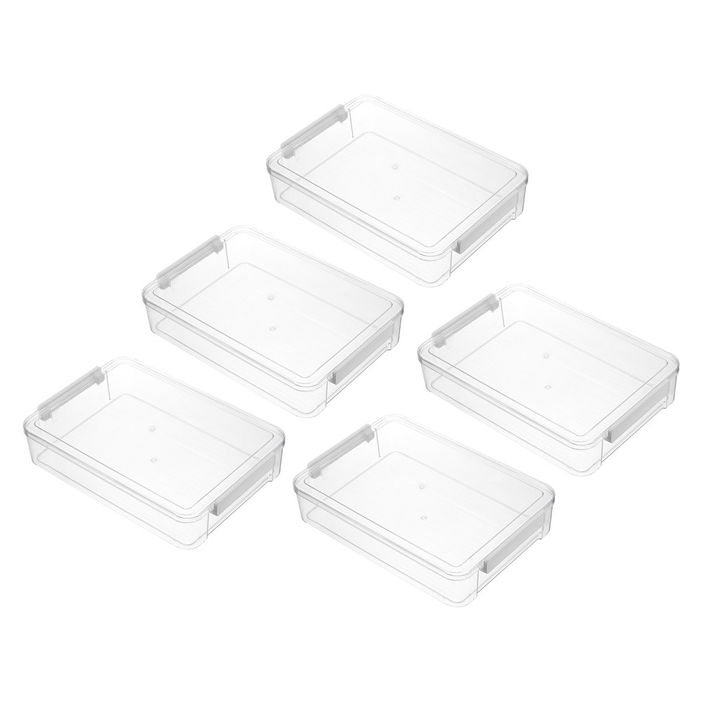 6 Qt Portable Project Case, 5 Pcs Plastic Storage Bins, Clear